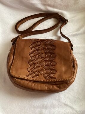 Genuine leather crossbody purse.